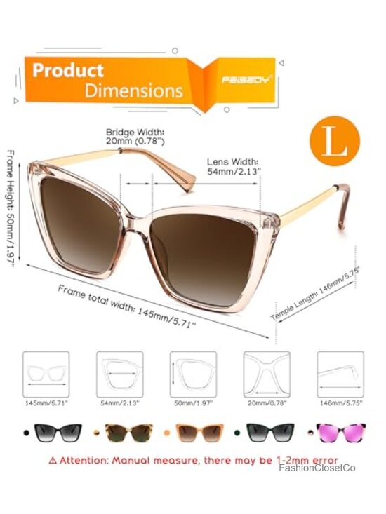 Retro Cat Eye Polarized Sunglasses for Women Trendy Oversized Sun Glasses